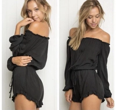 Brandy Melville Gabriella Romper Off The Shoulder Black One Size - Imagem 1 de 4
