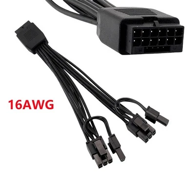 16AWG PCIE5.0 12VHPWR female to 2x8pin Male PCIe GPU Card Power Cable 12pin - Image 1 of 4