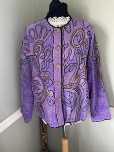 Indigo Moon Jacket UK Large Purple Embroidered Gold Boho Hippie Festival Travel - Picture 1 of 18
