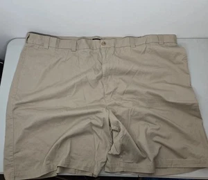 Harbor Bay Men's Big & Tall Cotton Flat Front Shorts Size 54L beige, Zippered - Picture 1 of 7
