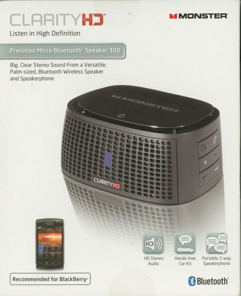 Monster MBL CLY MBT 100 ClarityHD Precision Micro Bluetooth Speaker - Black