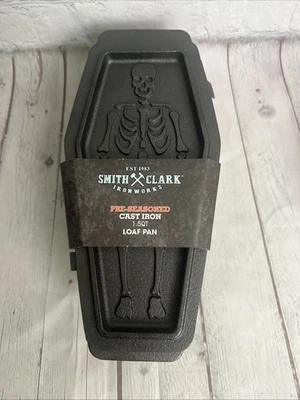 Smith & Clark Cast Iron Skeleton Coffin Casket Loaf Pan Black 1.5Quart 2.5-Quart - Image 1 of 4