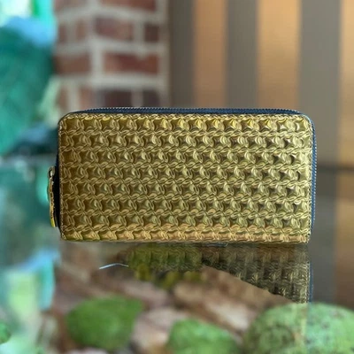 CHRISTIAN LOUBOUTIN Panettone Metallic Gold Leather Long Zip Wallet - Image 1 of 4