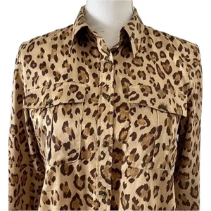 Lauren Ralph Lauren Animal Print Cheetah Classic Women Fine Cotton Blouse Sz.2X - Picture 1 of 7