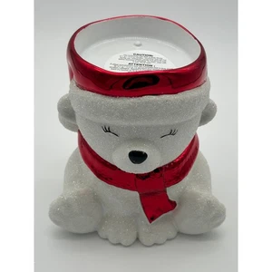 Bath & Body Works Eisbär Nikolausmütze 3-Docht Kerzenhalter Weihnachten Urlaub - Bild 1 von 4