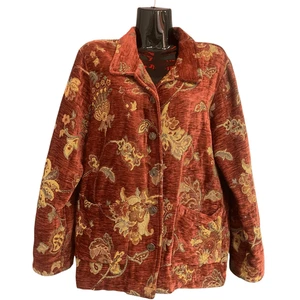 Nomadic Traders Vintage Tapestry Floral Brown Jacket Sz L Preowned - Picture 1 of 6