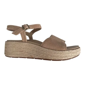 Abeo Devyn Shoes Womens Size 10 Neutral Wedge Platform Espadrille Sandals Suede - Picture 1 of 8