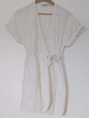 Vestido corto Stockholm Atelier blanco marfil manga enrollable lino algodón talla 2 Foto 1 de 4