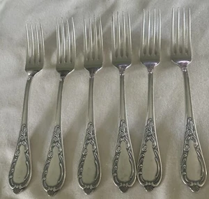 Germany E. & C. Hartkopf 100 schwere Silber Teller Gabel, antik, 6 vorhanden - Bild 1 von 5