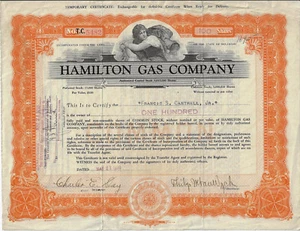 WEST VIRGINIA 1930 Hamilton Gas Company Stock Certificate KENTUCKY - Picture 1 of 2