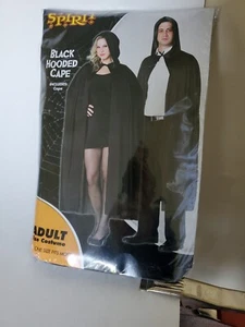 NEW SPIRIT Black Hooded Cape Adult Size Unisex Cloak Haloween Costume Cosplay - Picture 1 of 5