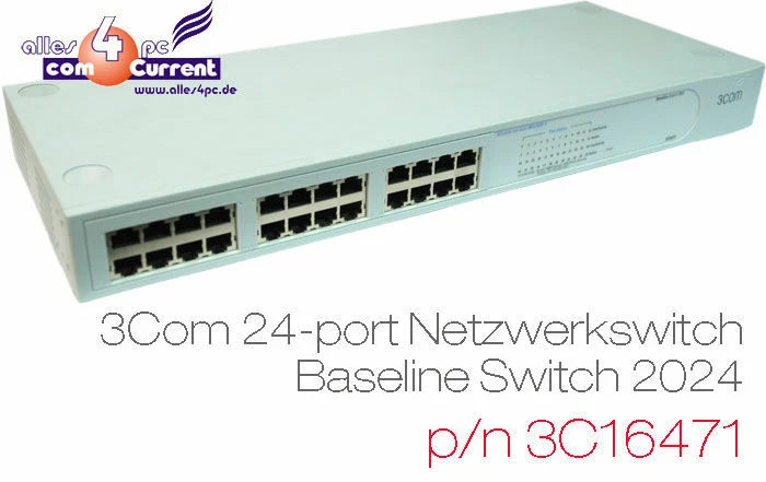 24-Port 10/100 Switch Networkswitch 3Com Baseline 2024 Duplex 3C16471 Grey Top - Image 1 of 1
