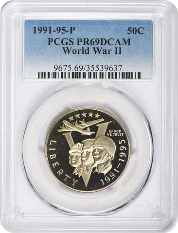 1991-95-P World War II Commemorative Half Dollar PR69DCAM PCGS Cover