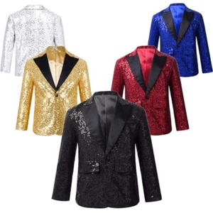 Kids Boys Coat Formal Blazer Gentleman Jacket Wedding One Button Tuxedo Lapel - Picture 1 of 60