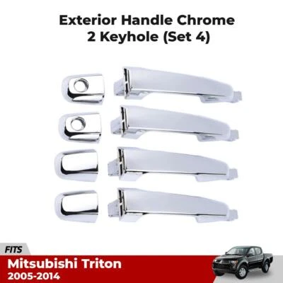 Set Outer Door Handle 2 Keyholes Fit For Mitsubishi Triton Pickup 2007-14 New Foto 1 de 4