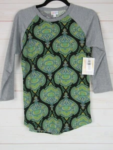 Lularoe Women's Randy Black with Green with Gray Sleeves Top Size XS NWT - Picture 1 of 3