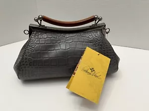 Patricia Nash Leather Kelmscott Kisslock Crossbody Smoke Croco New with Tags - Picture 1 of 20