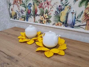Set 2 Sunflowers Serving hot bowl holder Cute potholders Soup bowl cozy - Picture 1 of 20