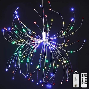 2Pcs LED Hanging Firework Lights Starburst String Lights w/Remote for Xmas Decor - Picture 1 of 8