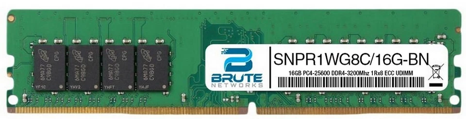 SNPR1WG8C/16G - Dell Compatible 16GB DDR4-3200Mhz 1Rx8 ECC UDIMM - Image 1 of 3