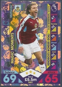 TOPPS MATCH ATTAX 2016-17 EXTRA- #MM07-BURNLY-JEFF HENDRICK-LÁMINA PLATEADA - Imagen 1 de 1