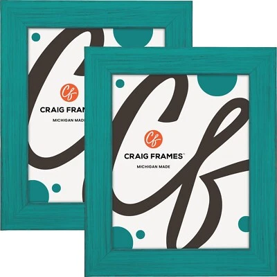 Jasper, 1.5" Rustic French Teal Picture Frame, Common Sizes 4x5 - 24x36, 2-Pack - Image 1 of 4