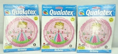Paquete de 3 globos de papel aluminio princesa cumpleaños 18" redondos TF Foto 1 de 4
