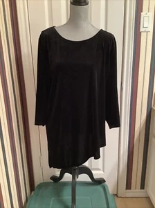 Chico’s Easywear Oberteil Shirt 3 XL 3/4 Arm Rundhals schwarz Samt asymmetrisch - Bild 1 von 11