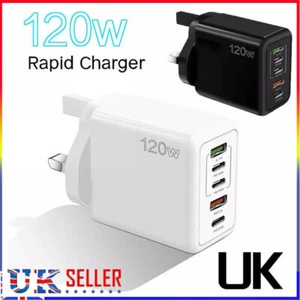 120W Fast Charging Wall Charger USB PD Adapter for Iphone Samsung Cell Phone - Picture 1 of 17