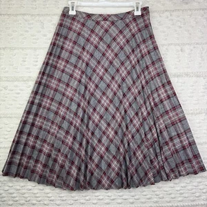 Vintage Koret California Rock Damen Gr. M kariert Plissee grau rot Academia LESEN - Bild 1 von 15