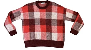 Madewell Womens Sweater Fenimore Pullover in Plaid Alpaca Blend Red Size Small - Picture 1 of 9