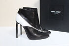 New 9.5 / 39.5 Saint Laurent Black Leather Zip Pointed Toe Ankle Heel boot Shoes