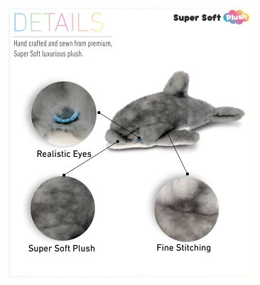 SUPER SOFT PLUSH - GREY DOLPHIN 12.5 INCH - Image 1 of 3