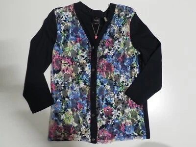 Rafaela Mujer Cárdigan Talla Pequeña Floral Temática Abotonada Peso Ligero Azul Foto 1 de 4