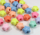 50 Mixed Pastel Color Acrylic Star Pony Beads 15mm for Kids Craft Kandi Bracelet