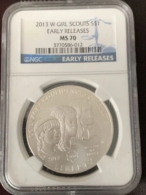 2013-W $1 Girl Scouts Centennial Commemorative Silver Dollar NGC MS70 - Image 1 of 4