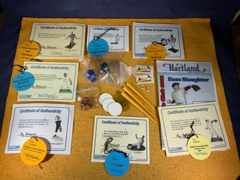 W8-47 HARTLAND - MIXED LOT OF REPLACEMENT COA’s - TAGS - BATS - MASK - HELMETS Cover