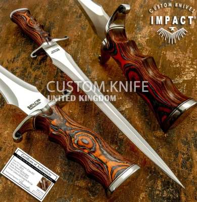 Impact Cutlery Rare Custom D2 Large Dagger Knife Exotic Wood | D2 Blade - Image 1 of 4