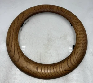 VTG Round Wood Oak Frame 12" Brown Stain Round Edge Farmhouse Granny Cottage - Picture 1 of 10