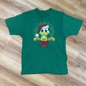 Vintage 80s Donald Duck Disney Christmas T-Shirt Adult S/M Duck The Halls Crew - Picture 1 of 12