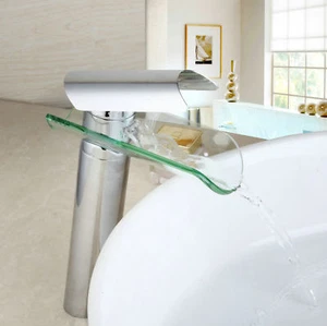 Grifo mezclador fregadero de lavabo cromado de mango único para baño Watrefall - Imagen 1 de 10