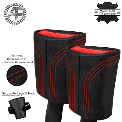 PUNTADA DE FLUJO ROJA PARA VW GOLF MK1 74-93 2X FUNDAS DE CUERO CINTURÓN DE SEGURIDAD DELANTERO Foto 1 de 2