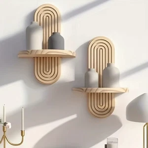 Schwebendes Wandregal aus Holz 🪵 Modern Wandaufbewahrung für Wohnkultur - Bild 1 von 6