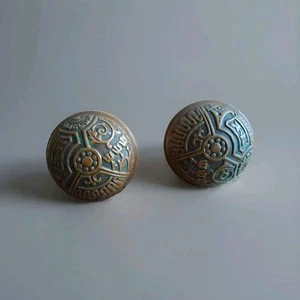 Antikes Paar Ceylon Corbin Eingangstürgriffe. Bronzeguss - Bild 1 von 4