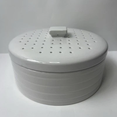 Crate & Barrel Farmhouse Ceramic Tortilla Warmer Lid Pancake Bread Server - Image 1 of 4