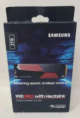 Samsung 990 Pro MZ-V9P2T0 2TB Storage Solid State Drive With Heatsink. New - Image 1 of 4