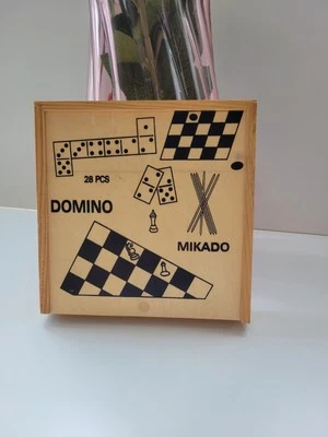 Domino, Mikado, Chess, Draughts 4 In One Box, Complete, Board Games, Travel Game - Image 1 of 4