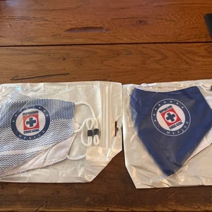 2- Deportivo Cruz Azul Mexico Soccer Futbol Face Mask Reusable New & Sealed - Picture 1 of 6