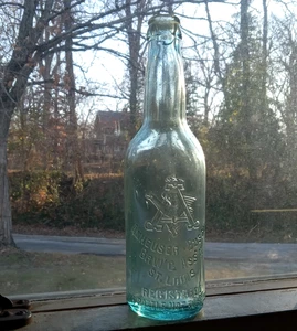 ANHEUSER BUSCH ST.LOUIS EMB EAGLE EARLY 1900 HAND BLOWN PRE PRO BEER BOTTLE NICE - Picture 1 of 10