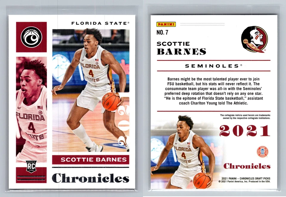 2021 Panini Chronicles Draft Picks #7 Scottie Barnes Orange - Image 1 of 1